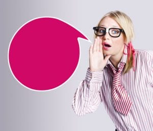 Woman making public speaking announcement